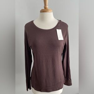 A New Day Women's Long Sleeve T-Shirt Dark Brown Size Large NWT